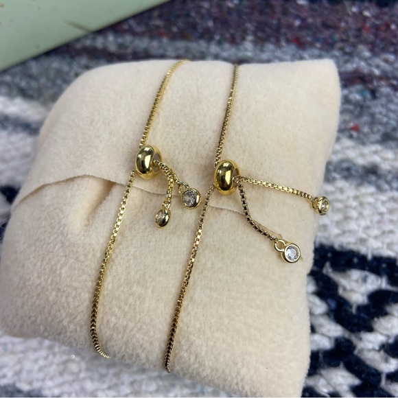 Armcandy Gold Tone Brass Moon Amazonite Bracelet Set of 2 in Box - Picture 3 of 10